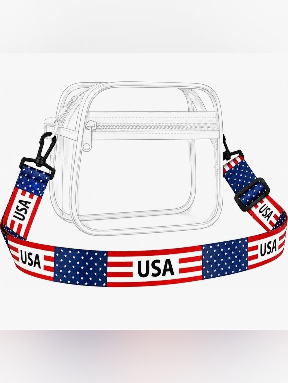 Adjustable USA Flag Crossbody Strap for Women Bags - Red/Blue/White